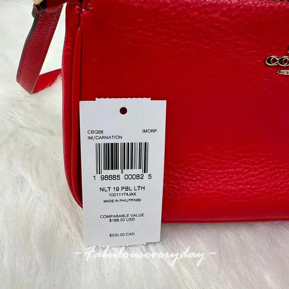 Coach Nolita 19 Shoulder Bag Leather/Gold/Carnation CBQ88 + Extended Chain NWT